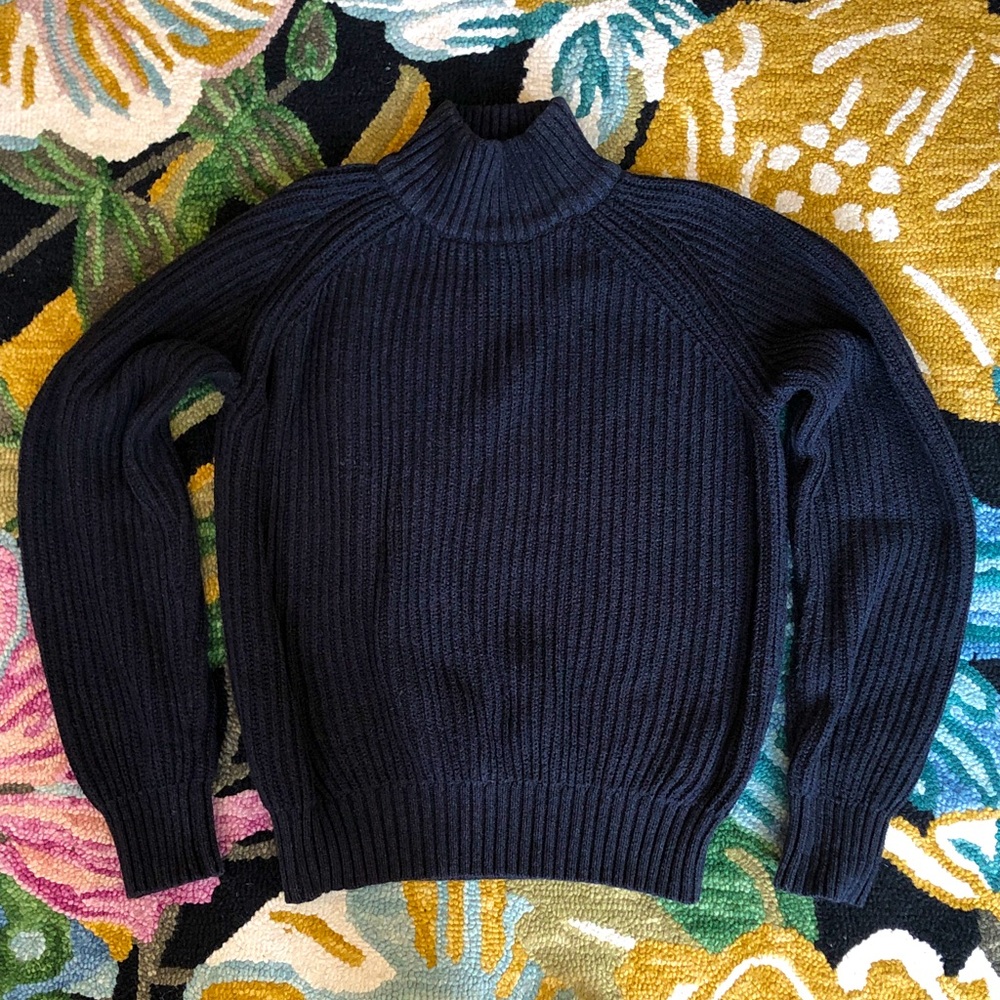 Men’s United By Blue Organic Cotton Blend Moc Neck Cable Knit Sweater